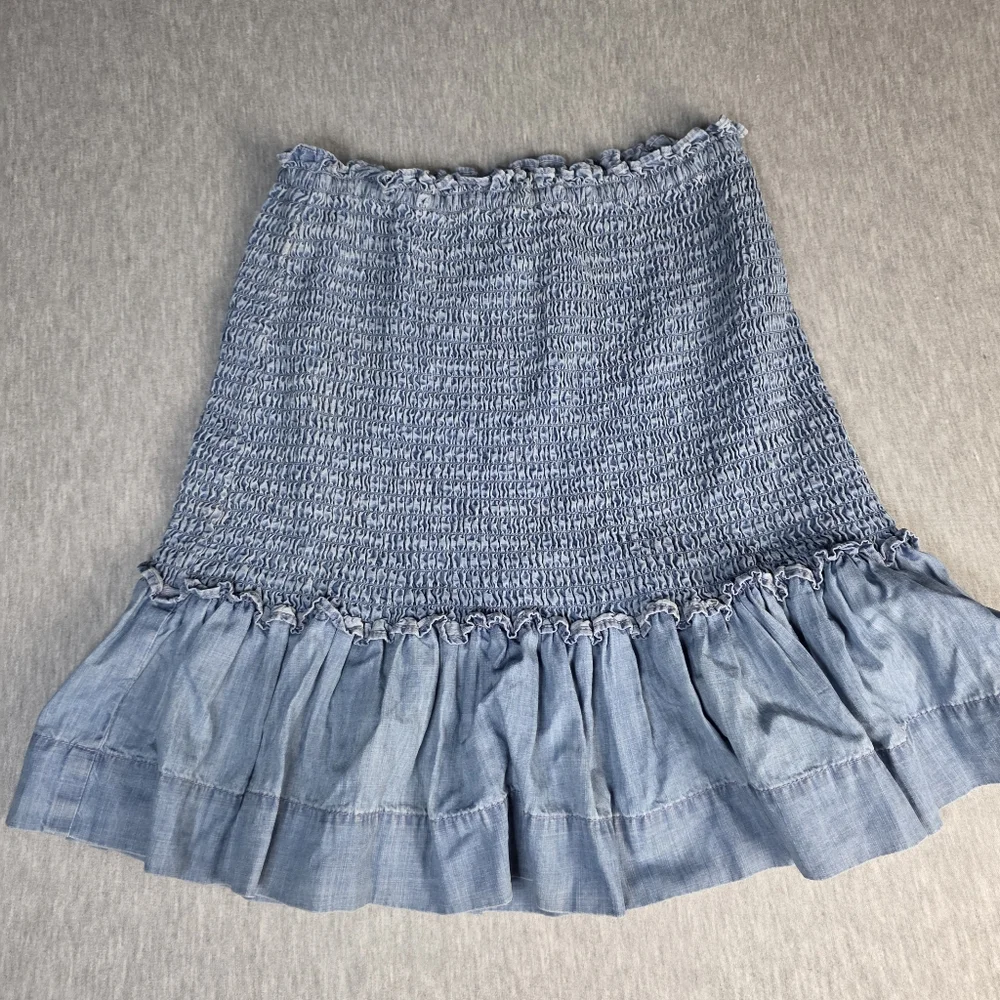 Veronica Beard Aloya Smocked Ruffle Mini Skirt No Size Tag See Measurments Small